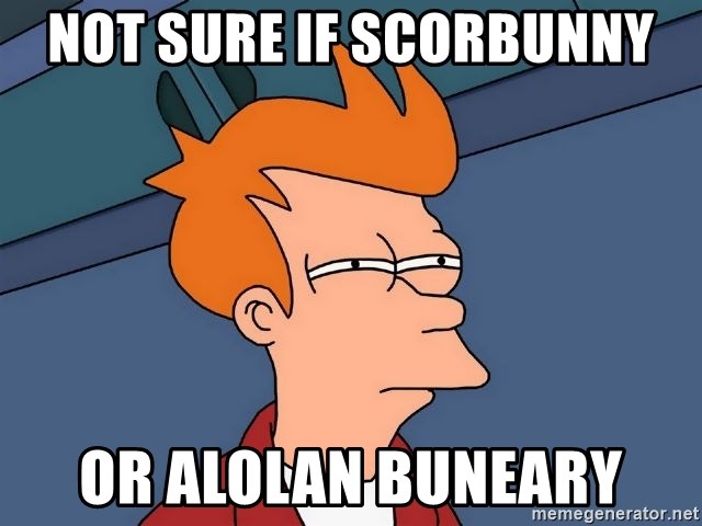 Futurama Fry - Not sure if scorbunny Or alolan buneary