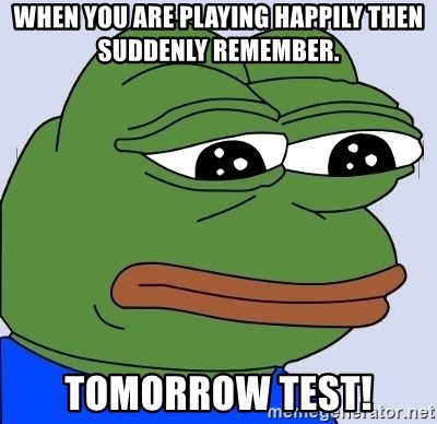Feels Bad Man Frog - When you are playing happily then suddenly remember. tomorrow test!