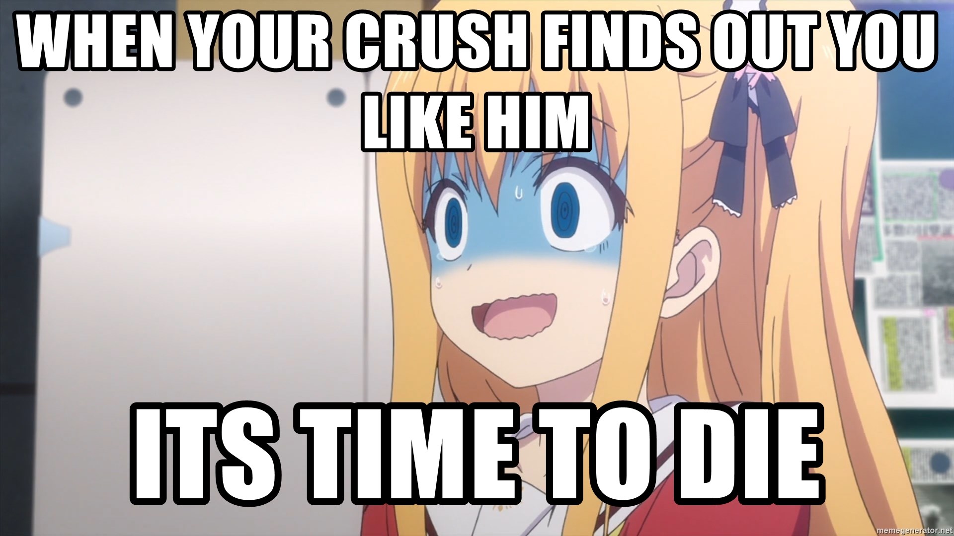 anime lady  - when your crush finds out you like him its time to die