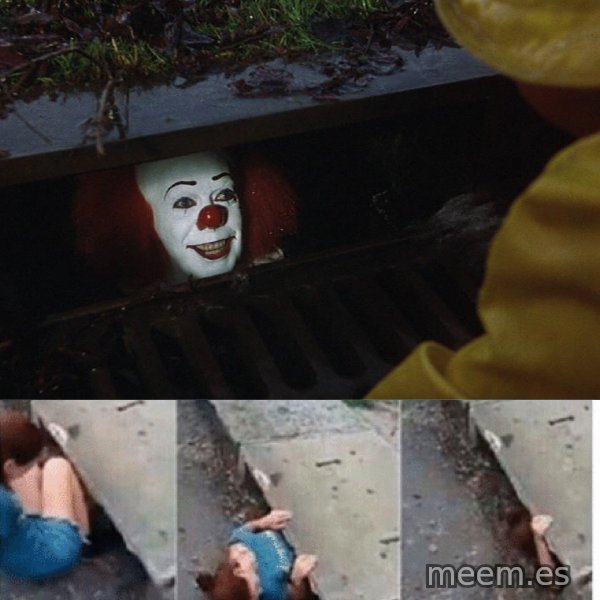 Pennywise in sewer meme template