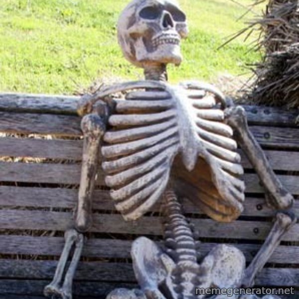 Waiting Skeleton meme template