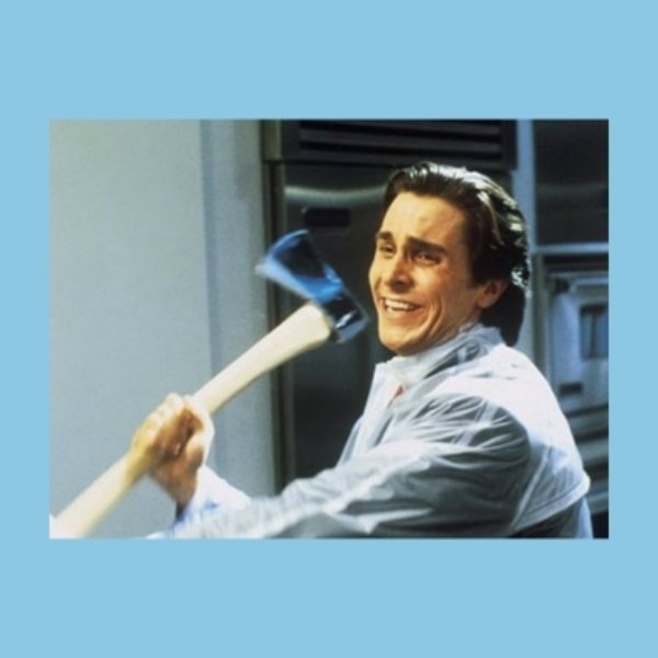 christian bale with axe meme template