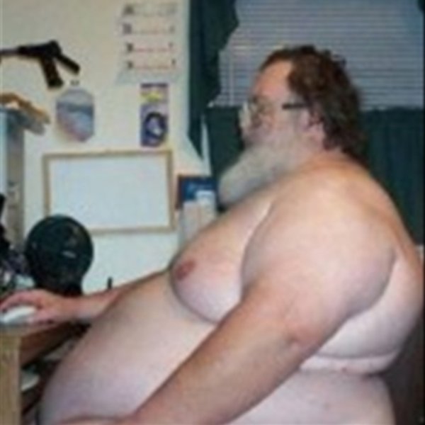 Fat guy at computer meme template