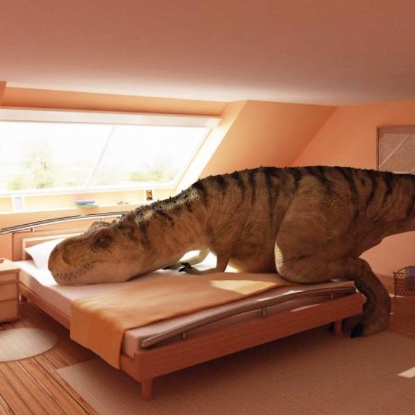T Rex Makes Bed meme template
